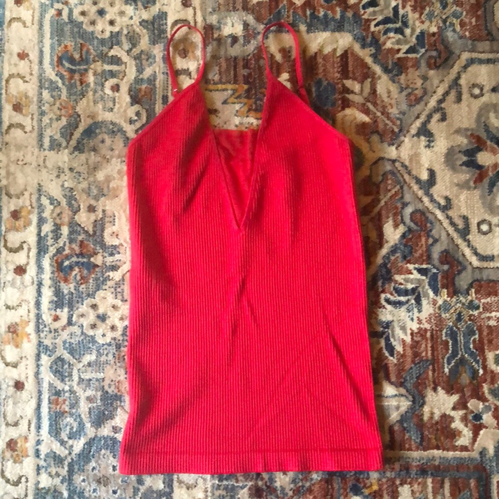 Free People Intimates Red Mesh Inset Tank